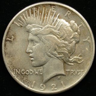 1921 Silver Peace Dollar VF Details 