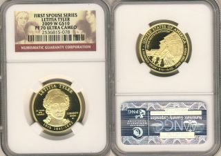 2009 w Letitia Tyler First Spouse $10 Gold Coin NGC PF 70 Ultra Cameo
