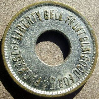 1910 14 Liberty Bell Gum Fruit Antique Slot Machine Token Mills