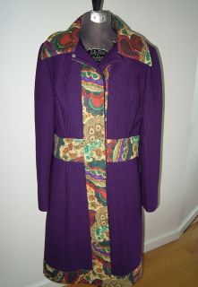 Lilli Ann Knit Vintage 1960s Purple Mod Coat Dress Sz SM to Med Retro