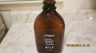 Vintage Colverts Half Gallon Amber Glass Milk Bottle