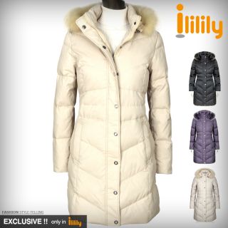 Ililily Ultra Lightweight Jacket Puffer Coat Duck Down Parka Fur Trim