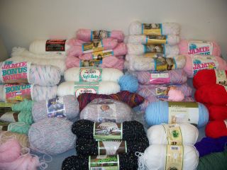  60 Skeins of Yarn Many Types Colors Caron Lion Red Heart Lily baby 5