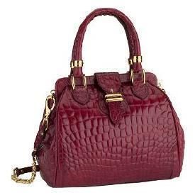 RARE $375 Cole Haan Red Lily Lilly Leather Croc Embossed Frame Purse