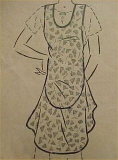 Vintage Bib Apron Full Size Pattern FLAPPER Look 1920s Sewing Fabric