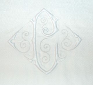 Vintage Embroidered Irish Damask Linen Towel French Monogram C
