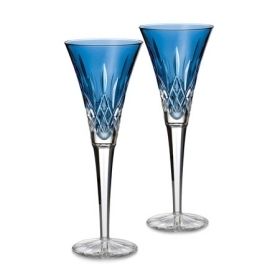 Set 4 Waterford Lismore Sapphire Blue Toasting Flutes Set $350 Item