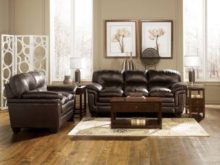 Genuine Brown Leather Sofa Couch Set Living Room Furniture