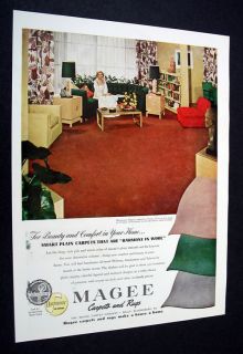 Magee Carpets Rugs Mid Century Living Room 1948 Ad