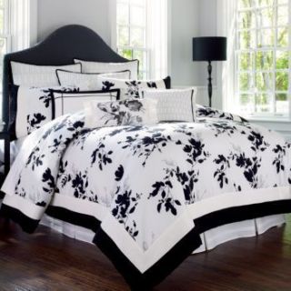 NEW Liz Claiborne KING Floral Shadow Comforter Set Black White Bedding