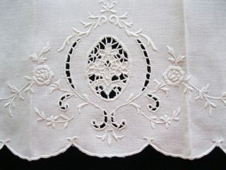 Hand Italian Embroidery Cutwork Linen Guest Tea Towel