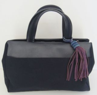 Liz Claiborne Navy Blue Purse Handbag Purple Blue Green Suede Handle