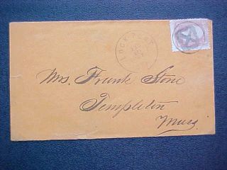 New York Lockport 1867 #65 cover, Unusual Fancy cancel Squared X in