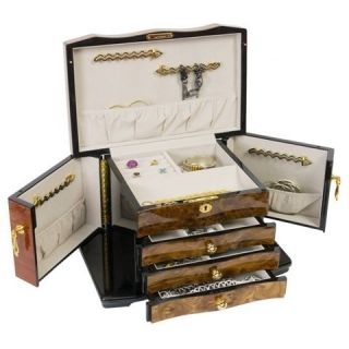Luxury 3 Drawer Fully Locking Jewelry Box Armoire Handmade Exotic