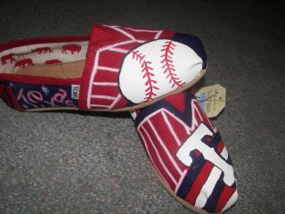 Womens Size 8 Hand Painted Texas Rangers Toms
