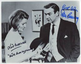 Sean Connery Lois Maxwell Double Signed Cast 007 Bond Autograph