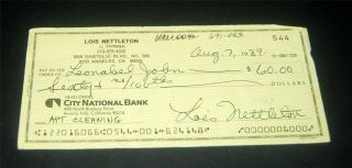 Clean Out Actress Lois Nettleton Hand Signed Check D 2008