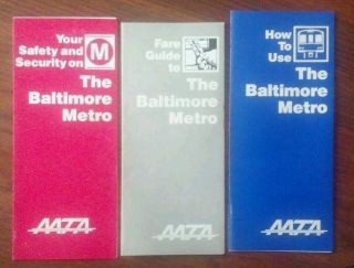 Baltimore Metro Subway Map Info Fliers 3 Total