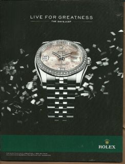 2011 Print Ad for Rolex Datejust Live for Greatness