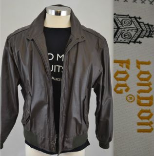 London Fog Mens Brown Leather Jacket Coat Size Large 46R