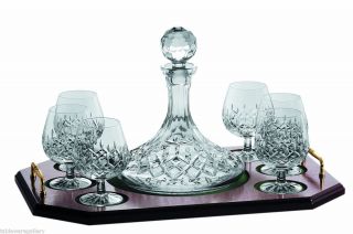 Galway Irish Crystal Longford Pattern Brandy Decanter Tray Set