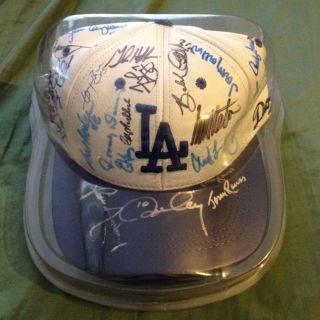 Baseball Cap Signed by 30 Los Angeles Dodgers HOF Legends Stars