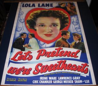 Hollywood Movie Poster 1936 Lola Lane Lets Pretend Were Sweethearts