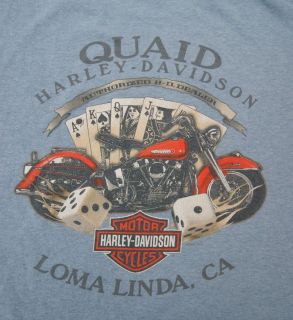 Cycles Harley Davidson T Shirt Quaid Loma Linda Cal Size 2XL