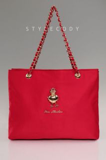 Love Moschino Red Satin Chain Shoulder Bag New Womens Handbag