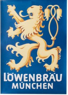 Original Vintage Poster Lowenbrau Beer Munich Lion C 50