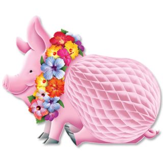 Luau Party Supplies Pink Pig w Flowers Centerpiece