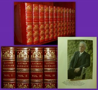 Luther Burbank Works 12 Vol Set Color Plates Leather Binding Antique