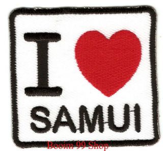 Love Samui Logo Embroidered Iron Patch T Shirt Sew