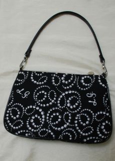 Lulu Guinness London Signature Designer Handbag Purse Black White LG