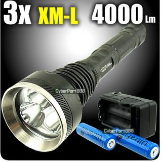 SKYRAY 4000 Lumens 3x CREE XM L XML T6 LED Flashlight Torch 18650