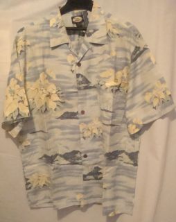 Tommy Bahama Hawaiian Print Camp Shirt 100 Silk S S Large Button Front