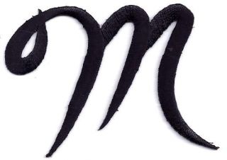 Script Letters Black Script Letter M Iron on Embroidered Applique