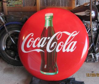 Original 1950s Coca Cola Porcelain Button 36 with Bottle