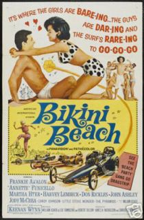 Bikini Beach Movie Poster Frankie Avalon RARE Vintage