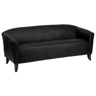 Mad Men Style Retro Contemporary Black Leather Sofa New with Free