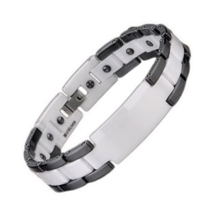 Mens Tungsten and High Tech Ceramic Magnetic Bracelet