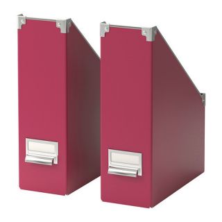 IKEA Kassett Magazine File with Label Holder 2 Pieces Color Dark Pink