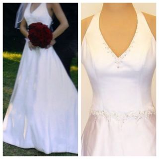 Maggie Sottero Wedding Dress Ivory Halter Style A Line Size 4