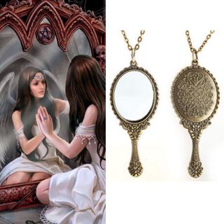 Fashion Retro Bronze Magic Mirror Style Pendant Necklace Chain Gift