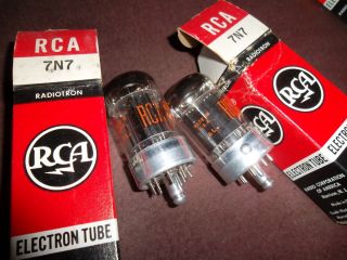 RCA 7N7 Tubes Boxes NOS Black Plates Tested Loctal version of 6SN7