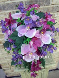 2pc Purple Lavender Fuschia Orchids Bridal Bouquet