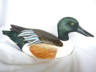 12 Shoveler Duck Decoy Handmade Wood Signed by Artist