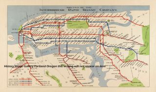 1924 Manhattan Brooklyn Bronx New York Subway Map