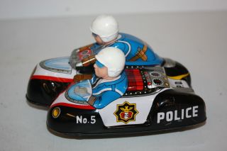 Tin Vintage Police Sidecar Cycle No 5 Made in Japan 1960S