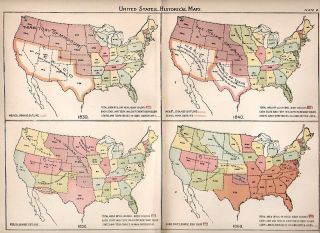 Historical Map 1830 to 1860 United States Antique Map 1890 Britannica